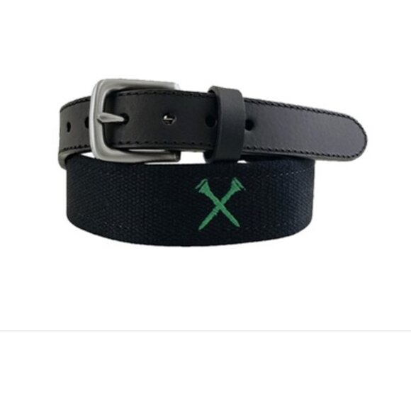 NWT Pebble Beach Men's Flagstick Print Golf Belt with Genuine Leather End 32 - Picture 1 of 2